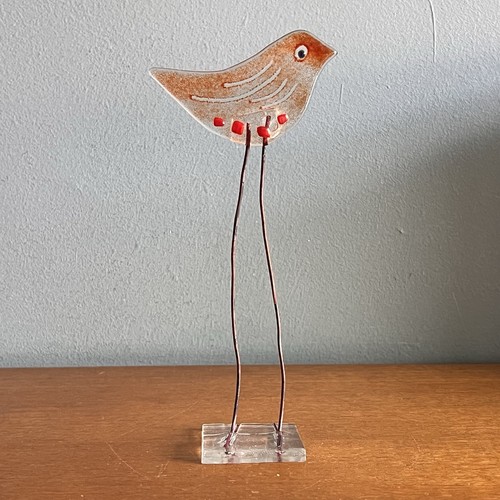 Handmade fused art glass bird - fused,