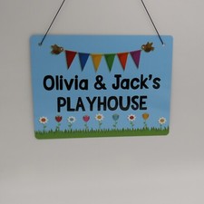 Personalised Playhouse Plaque Den Playroom Sign Wendy House Name Weatherproof