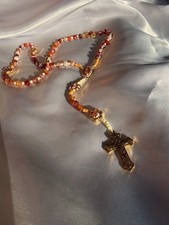 Orange glass rosary beads with - glass,
