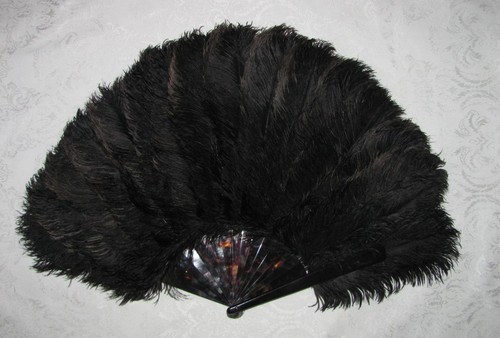 Antique victorian fan black - victorian,