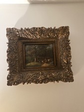 Vintage Pastoral English School Oil Repro in Stunning Victorian Ornate Frame