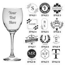 Personalised Engraved Glass Your Own Customised Text Etched Glassware Drink Gift