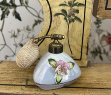 1940/50's Small Vintage Porcelain Lustre Perfume Atomiser  with Pansy Flower VGC
