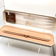 Lotus simulated pearl necklace sparkly silver tone clasp vintage 44cm original