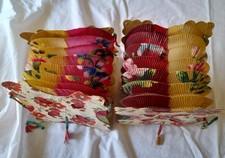 Vintage 1950s 2 Medium Chinese Paper Lanterns Accordion Floral Print  One owner.