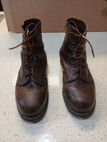 Vtg martens brown steel toe - vtg, dr.martens