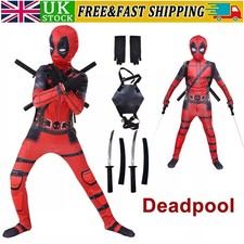 Deadpool Costume Cosplay Kids Bodysuit Boys Children's Day Fancy Dress Party LS
