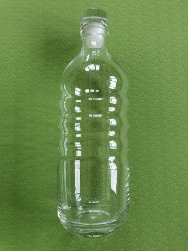 Clear glass water bottle