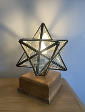 Vintage Moravian Star Light Shade Pendant Lamp Clear Glass Brass, Hand Made Base
