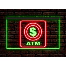 ATM Automated Teller Machine Exchange Illuminate Neon Sign Dual Color Two Tone