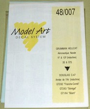 Model Art Decals 48-007 F6F-5 Hellcat Douglas C-47 Dakota decal in 1:48 Scale