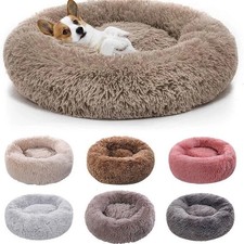 Dog & Cat Bed alming Donut Bed for Puppy and Kitten Winter Fluffy Pet Warm Bed