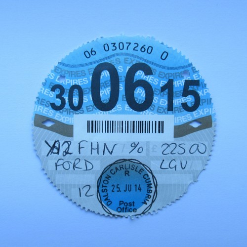 Road tax disc - tax, june