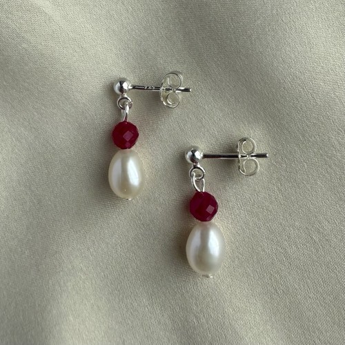 Freshwater pearl and ruby 925 - ,