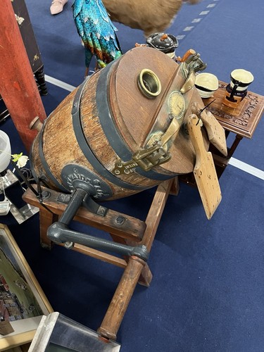Vintage butter churn rotating - butter,