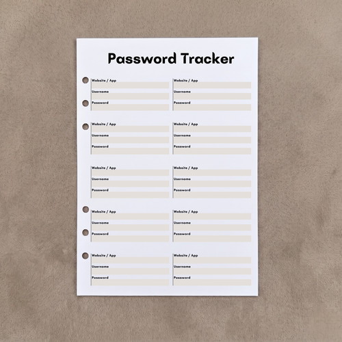 Password tracker pack a5 - tracker,