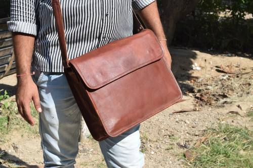 Vintage brown goat leather - goat,