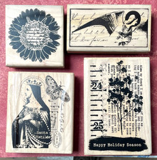 Stampington wood mounted new rubber stamps - several vintage designs