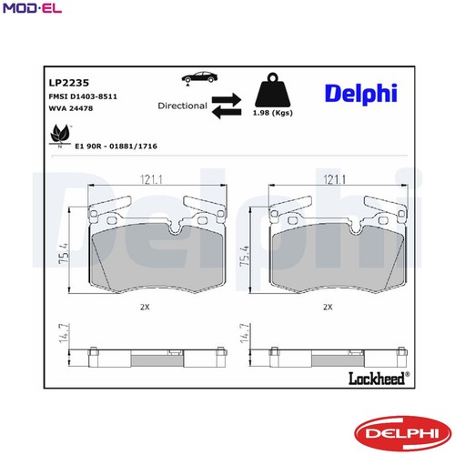 Brake pad set - pad, disc