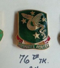 ARMY CREST,DI, 76TH  AIRBORNE TANK BN, 1940S CLUTCH BACK, MEYER ,  HM