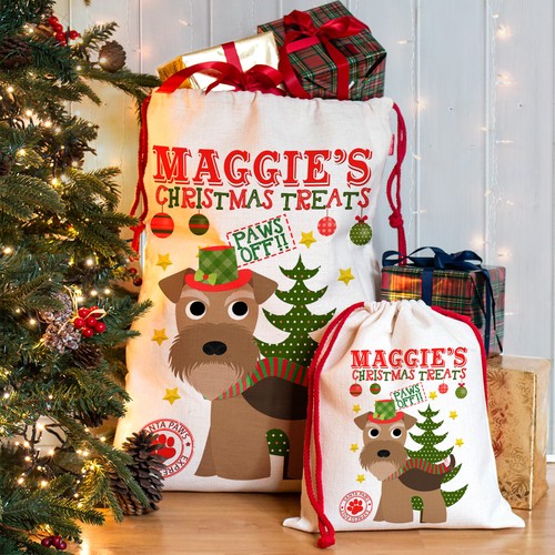 Airedale christmas sack - christmas,