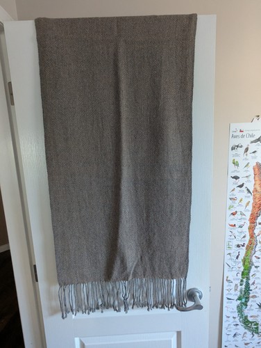 Grey solid fringed pure alpaca - grey,