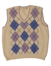 LYLE & SCOTT Mens Vest Tank Top Medium Beige Argyle/Diamond AK13