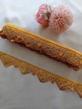 4 Meters Fancy Yellow Gold Embroidery (Bridal Saree Sew On Trim Edge Border Lace