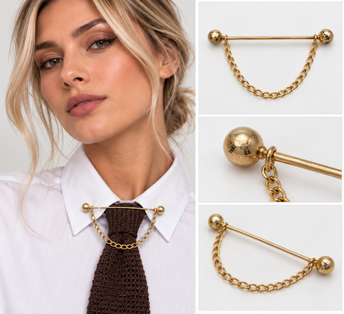 Gold barbell collar - gold, pin