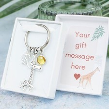Giraffe Keyring, Personalised Gifts, Zoo Keepsake, Safari Trip, Favourite Animal