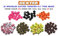 20 DEXTER SPECKLED SLOTTED TUNGSTEN BEADS FLY TYING MATERIALS TROUT SALMON PIKE