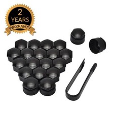 20X 17MM BLACK WHEEL NUT CAPS
