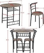 Compact Small Brown Dining Table Set 2 Chair Cafe Home Kitchen Restaurant
