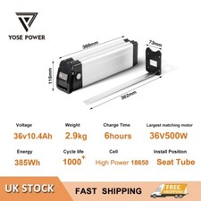 36V10.4Ah Seat Tube Silverfish Li-Ion EBike Battery for MiFa,Aldi,XH370-10J