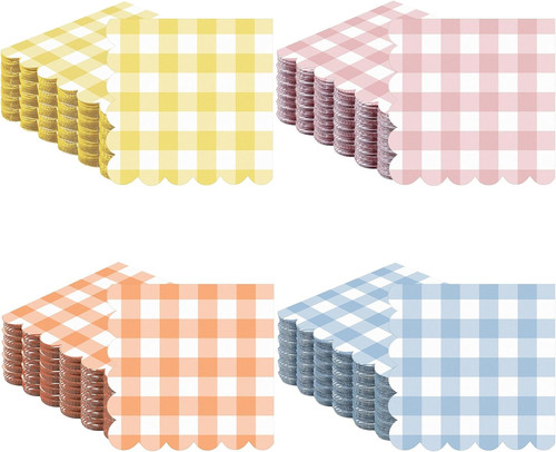 100 pack gingham pastel napkin - 100,