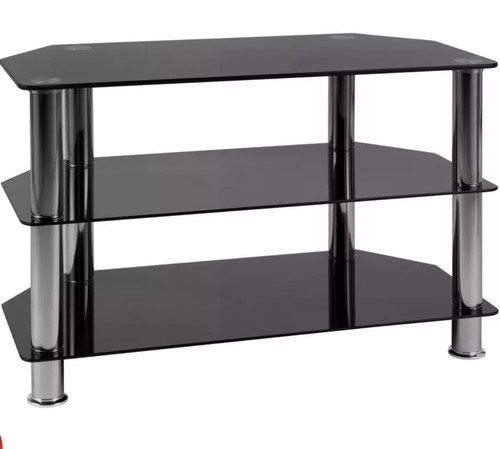 Black glass chrome stand - glass, tv