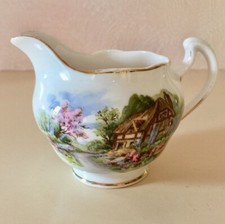Vintage Royal Vale Bone China Cream Jug in Country Cottage Design
