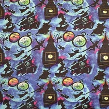 Peter Pan Captain Hook Pirate Cartoon Character Poly Cotton Fat Quarter