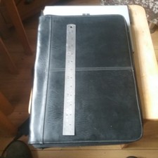 Black Leather Document Case 15.5 by 10.75 inches+A4 pad+pencil+Shaeffer pen