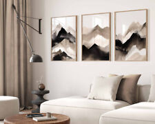 Gallery Wall Art Neutral Beige Black 3 Set Posters Minimal Modern Abstract Print
