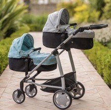 Deluxe Twin Dolls Pram, Fits Dolls Up To 45cm, 90L x 43.5W x 81H cm