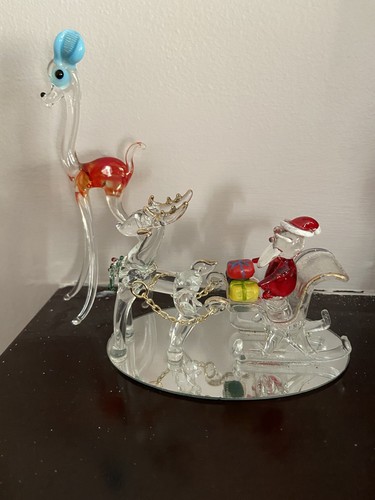 Glass santa claus - glass, sleigh