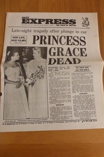 Newspaper princess grace dead - newspaper,