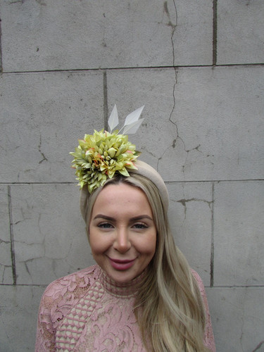 Cream fascinator lime - cream,
