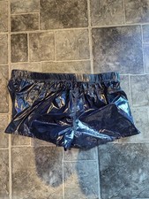 mens glossy pvc shorts
