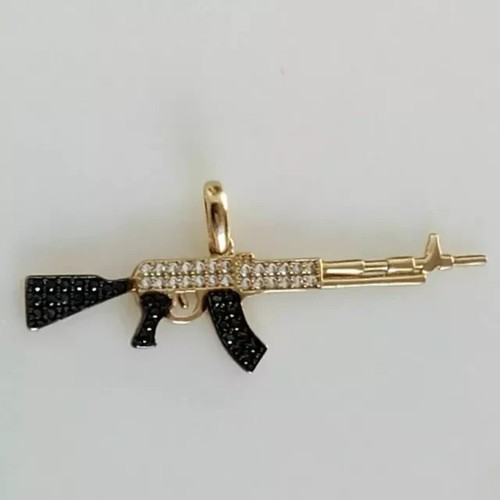 Men gun charm pendant 14k - men's,