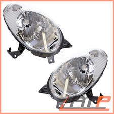 2X HEADLAMP HEADLIGHT H4 CHROME LEFT+RIGHT FITS FOR NISSAN MICRA MK 3 K12 03-05