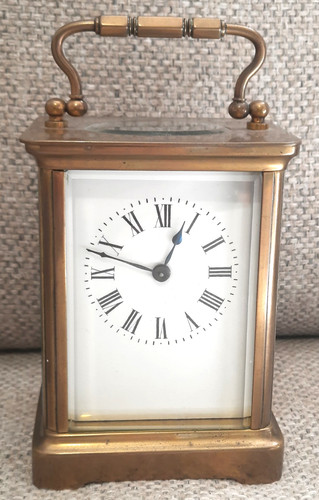 Antique brass carriage clock - clock,