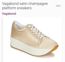Vagabond Casey Champagne Satin Platform Sneakers Excellent Condition