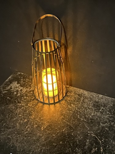 Metal cage candle lantern - metal,